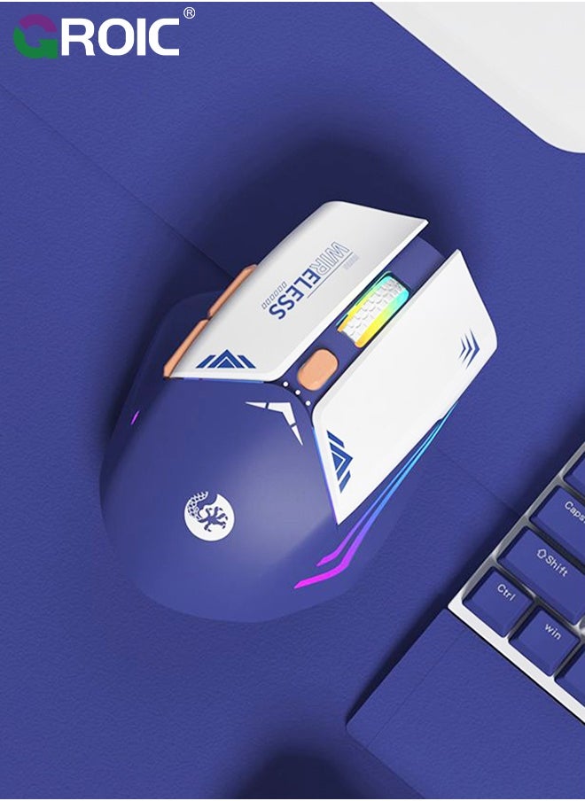 Blue Computer RGB Wired Mouse, Ergonomic Silent USB Mice Portable Mecha Style Mouse for Mac MacBook Desktop Laptop