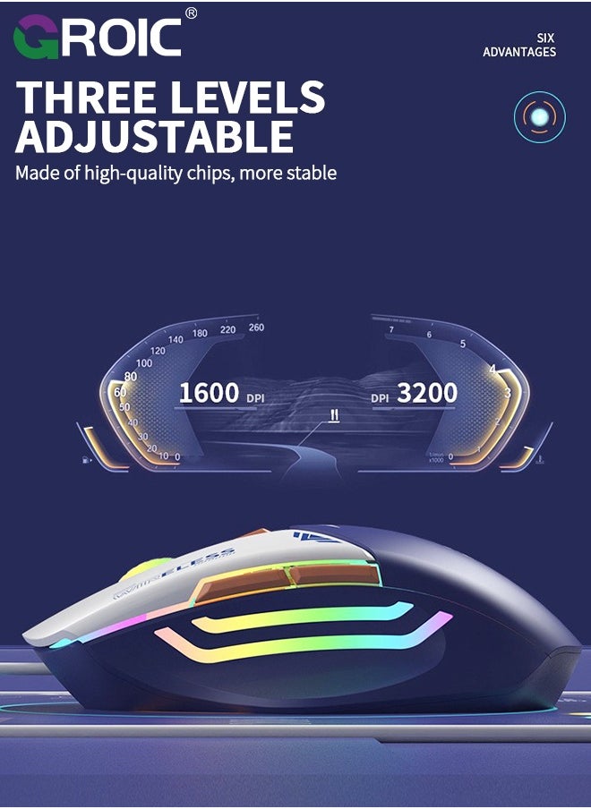 GROIC Blue Computer RGB Wired Mouse, Ergonomic Silent USB Mice Portable Mecha Style Mouse for Mac MacBook Desktop Laptop  - Image 4