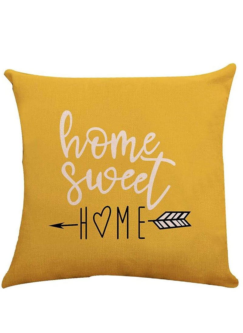 Y&D Pillow Covers 18x18 Set of 4, Modern Sofa Throw Cover, Decorative Outdoor Linen Fabric Case for Couch Bed Car Home Decoration 45x45cm (Yellow, 18x18, 4)  - Image 2