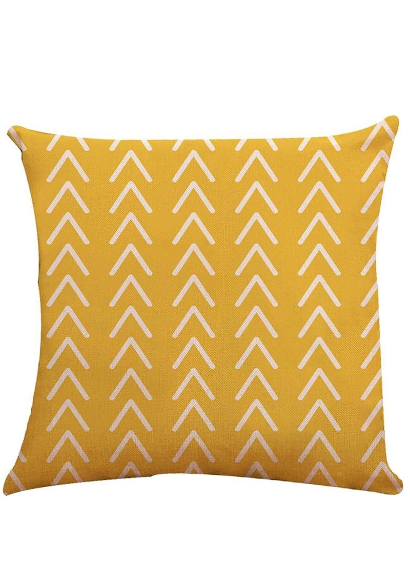 Y&D Pillow Covers 18x18 Set of 4, Modern Sofa Throw Cover, Decorative Outdoor Linen Fabric Case for Couch Bed Car Home Decoration 45x45cm (Yellow, 18x18, 4)  - Image 5