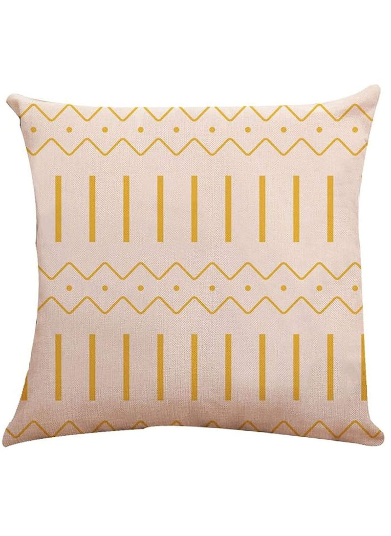 Y&D Pillow Covers 18x18 Set of 4, Modern Sofa Throw Cover, Decorative Outdoor Linen Fabric Case for Couch Bed Car Home Decoration 45x45cm (Yellow, 18x18, 4)  - Image 4