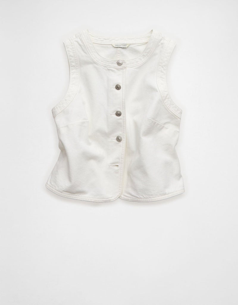 American Eagle AE High-Neck Denim Vest - Image 1