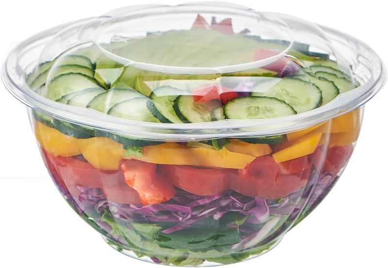 FULING 32 oz 50 Sets Clear Plastic Salad Bowls with Airtight Lids Disposable To Go Mixing Containers Serving for Fruit Quinoa Lunch and Meal Prep - Image 1