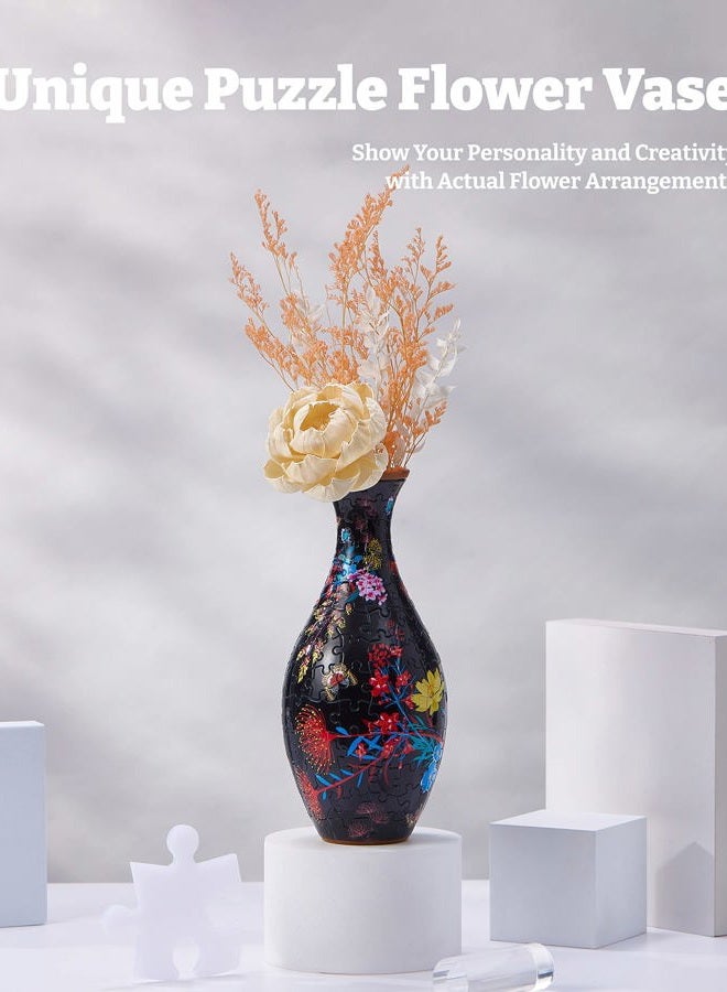 Pintoo 3D Puzzle Vase Unique Flower Vase Made by 160 Curved Plastic Puzzle Pieces House Warming Gift for Flower Arrangements and Home Decoration - S1031 (Classic, Elegant Floral Print) - Image 2