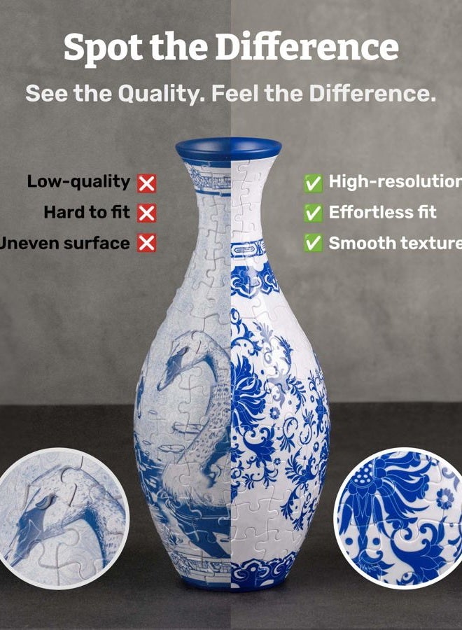 Pintoo 3D Puzzle Vase Unique Flower Vase Made by 160 Curved Plastic Puzzle Pieces House Warming Gift for Flower Arrangements and Home Decoration - S1031 (Classic, Elegant Floral Print) - Image 4