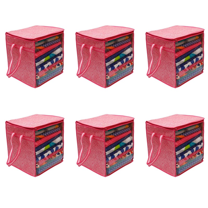 AMAK INC AMAK INC Saree Cover Bag With Zip Transparent Window Large Size Clothes Storage Bag Organizer for Suit saree Lehenga Shirt Pant Underbed Storage Big Size Wardrobe Storage Pack of 1 15 X 12 X 15 Inch - Image 1