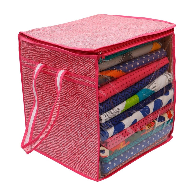 AMAK INC AMAK INC Saree Cover Bag With Zip Transparent Window Large Size Clothes Storage Bag Organizer for Suit saree Lehenga Shirt Pant Underbed Storage Big Size Wardrobe Storage Pack of 1 15 X 12 X 15 Inch - Image 2