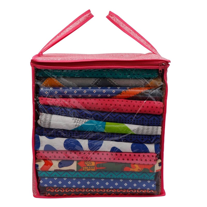 AMAK INC AMAK INC Saree Cover Bag With Zip Transparent Window Large Size Clothes Storage Bag Organizer for Suit saree Lehenga Shirt Pant Underbed Storage Big Size Wardrobe Storage Pack of 1 15 X 12 X 15 Inch - Image 3