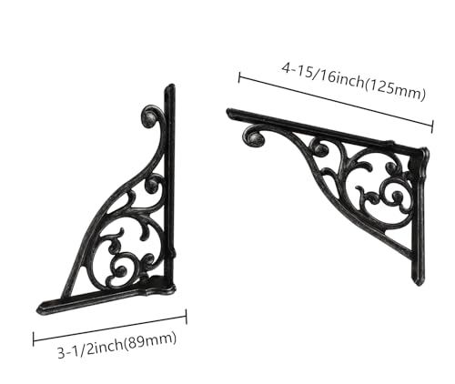 ZAUYX Heavy Duty Solid Stand5 Inch 4 Pack Iron GrayRight Angle Wall Panel Support BracketDecorative Shelf BracketHeavy Duty VintageWall Mount Support DIY Shelf Hardware Included - Image 3