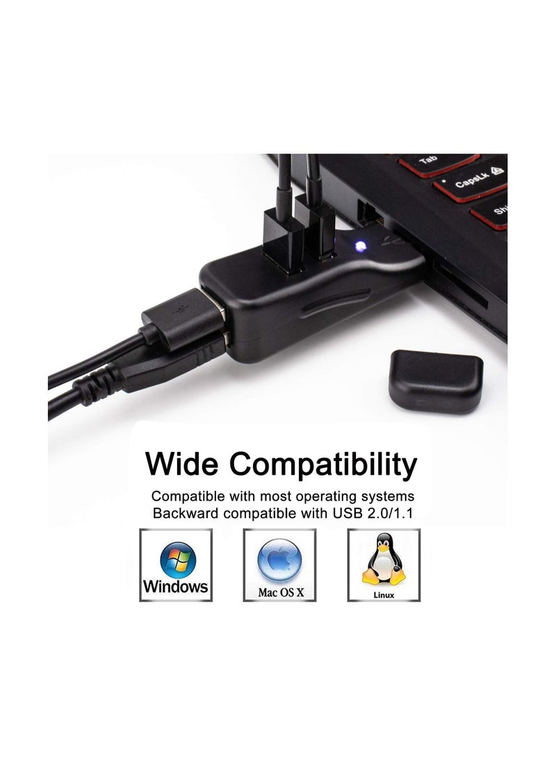 Y&D - 4 Port USB Hub, 2.0 Data Hub Splitter Small Portable, for Macbook, Mac Pro/ mini, XPS, Notebook PC, Flash Drives, Mobile HDD, and More - Image 1