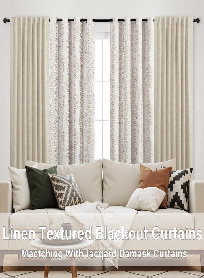 KOUFALL Taupe Blackout Curtains for Living Room Bedroom,84 Inch Long Neutral Elegant Tan Light Brown Beige Chenille Jacquard Luxury Curtains Drapes 84 Inch Length 2 Panels Set,Cortinas Para Sala Modernas 2025 - Image 3