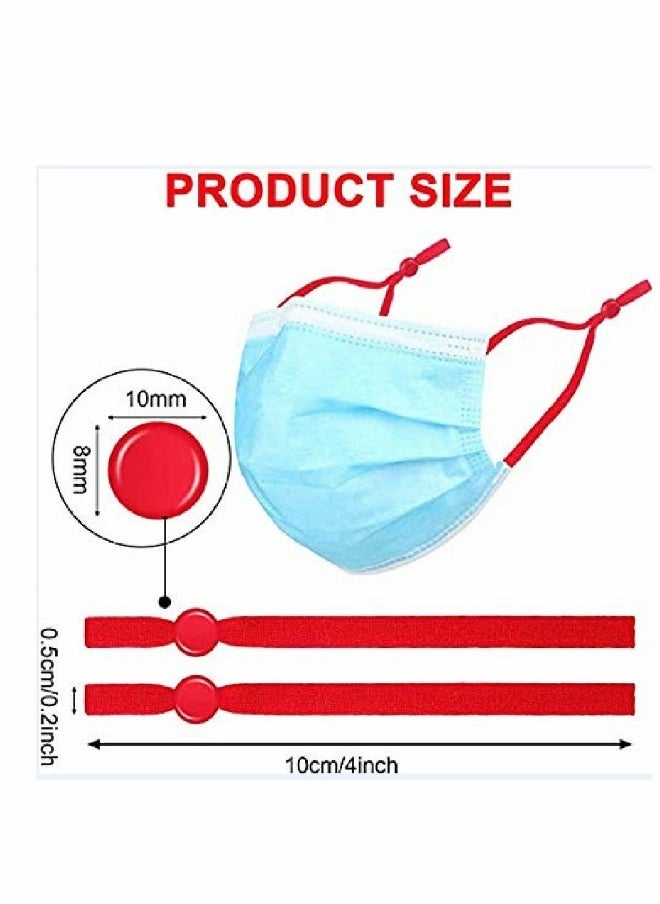 Generic - Sewing Elastic String for Masks, 100 Pcs Elastic Bands with Adjustable Buckle Ear Band, Elastic Ear Loops Adjustable Ear Straps 1/5 Inch (Red) - Image 1