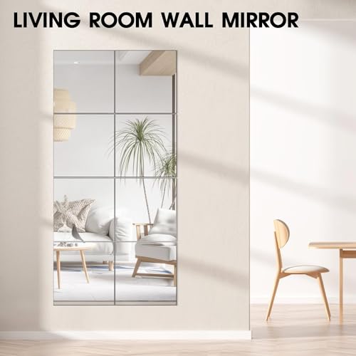 VASUHOME Glass Full Length Wall Mirror Tiles - [12 x12 Inch - 4PCS], Frameless Full Body Mirror for Home Gym, Bedroom, Living Room - Versatile Wall Mirror with Unrivaled Clarity - Image 4