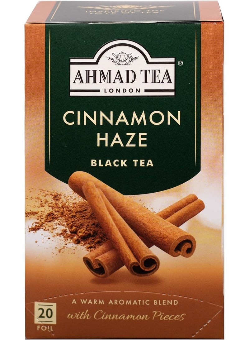 Ahmad Tea Cinnamon Haze Flavoured Black Tea With Cinnamon Pieces, 20 Foil Tea Bags