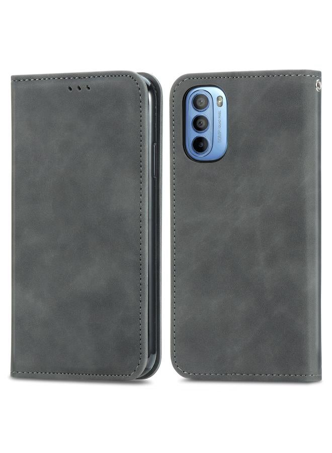 erorex Case For Motorola Moto G31 Retro Skin Feel Magnetic Horizontal Flip Leather Phone Case - Image 2