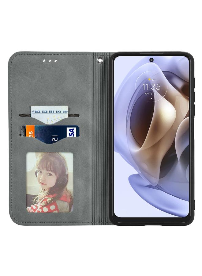 erorex Case For Motorola Moto G31 Retro Skin Feel Magnetic Horizontal Flip Leather Phone Case - Image 3