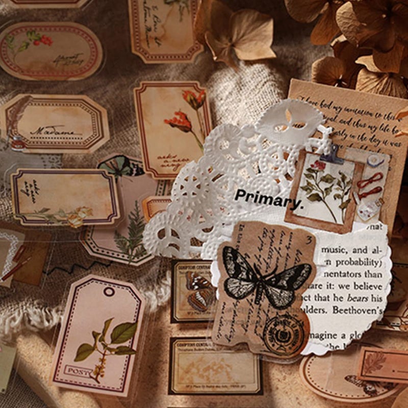 SIBLYMONA Junk Journal Stickers for Scrapbooking, 120Pcs Retro Flower Butterfly Nature Poem Stamp Letter Decorative Stickers for Scrapbook, DIY Crafts Album Phone Cases Laptops Calendars Notebook (Letter) - Image 4