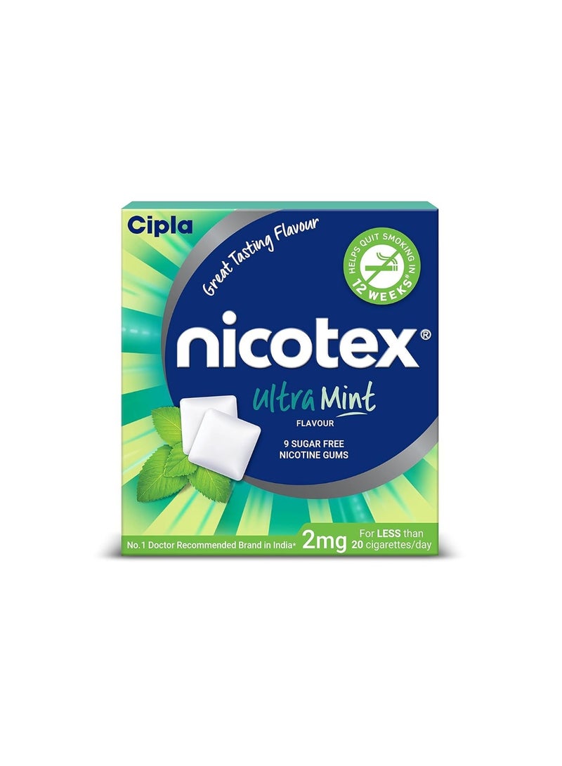 سيبلا علكة سيبلا نيكوتكس بنكهة النعناع الفائق الخالية من السكر 2 ملغ | تساعد على الإقلاع عن التدخين | علاج معتمد من منظمة الصحة العالمية | 9 علكات في العبوة | عبوة واحدة - Image 1