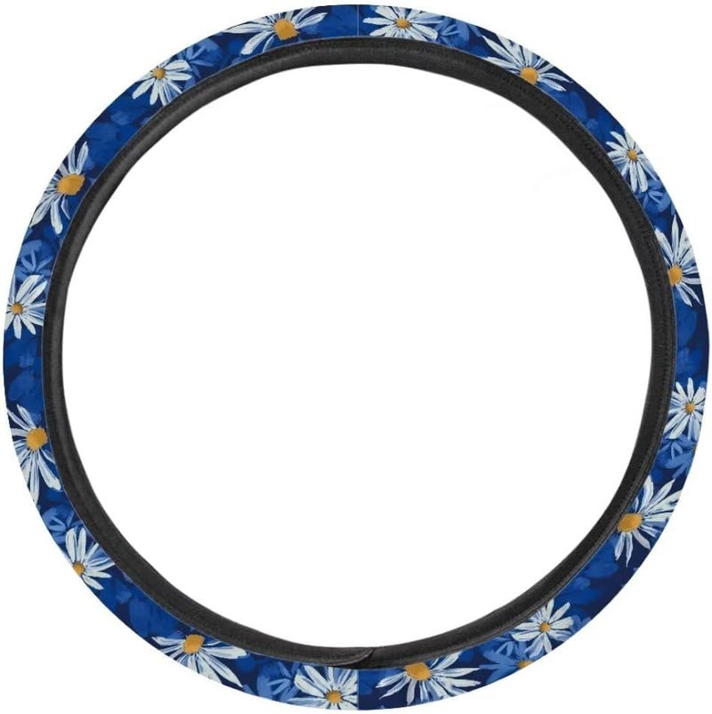 Car Steering Wheel Cover for Women and Men,Non-Slip Breathable Steering Wheel,Universal 14.5"-15" Fit for Cars and SUVs(Blue Daisies) - Image 2