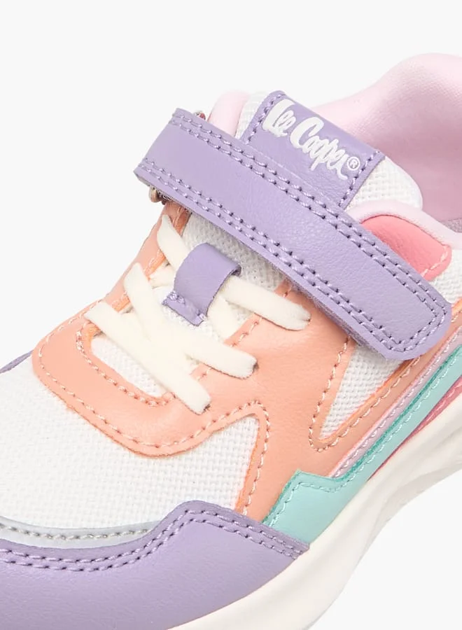 Lee Cooper Girls' Panelled Sneakers with Hook and Loop Closure