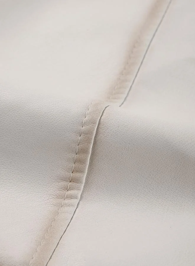 Take Two White Cropped Biker Jacket with Belt