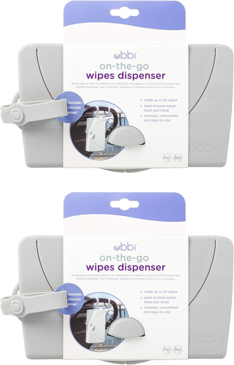 Ubbi On The Go Gray Wipe Holder Baby Gifts, Set of 2 - Image 1