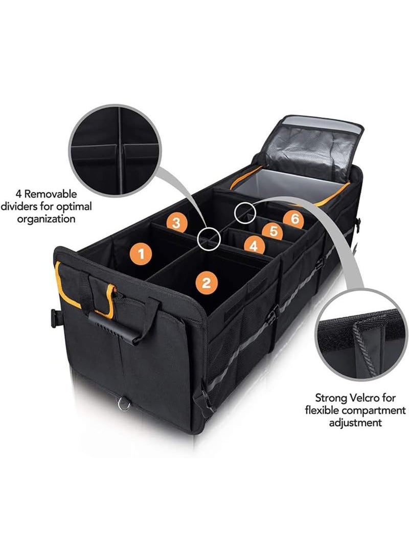 GT-Wheel Collapsible Car Boot Organizer Heavy Duty Trunk Storage with Insulated Leakproof Cooler Bag  - Image 2