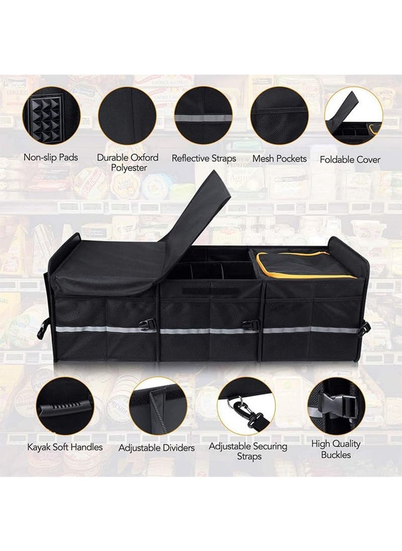 GT-Wheel Collapsible Car Boot Organizer Heavy Duty Trunk Storage with Insulated Leakproof Cooler Bag  - Image 3