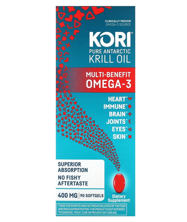 Pure Antarctic Krill Oil Multi-Benefit Omega-3 90 Softgels (400 mg per Softgel)