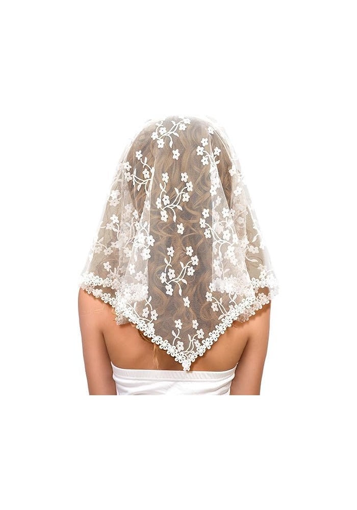 Tazweeq 2 Piece Vintage Lace Triangle Neck Scarf Set - Black and White - Image 5