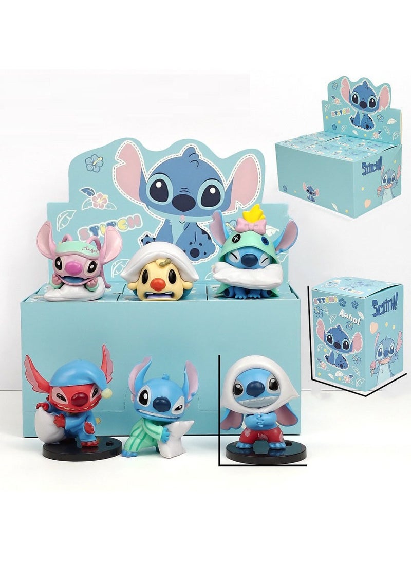 HALAMODO Mystery Box! 6-Piece Stitch's Pillow Battle Style Blind Box，PVC Figure Desk Decor，Birthday Gift For Boys And Girls, Unveil the Mysterious Surprise - Image 1