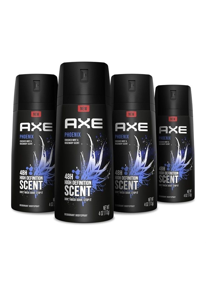 Axe بخاخ مزيل العرق من آكس لحماية طويلة الأمد من الروائح، مزيل العرق فينيكس للرجال خالي من الألمنيوم 4 أونصات 4 قطع - Image 1