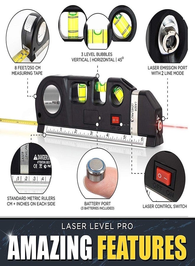 SHB Level Laser Plastic Horizon Vertical Measure Tape Aligner Bubbles Ruler Multifunction Leveler Tool (Level Laser) - Image 4
