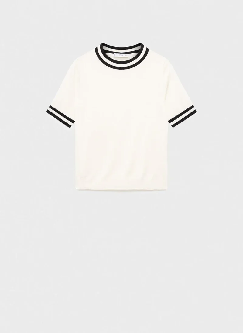 MANGO Short-sleeved sweater with contrasting stripes