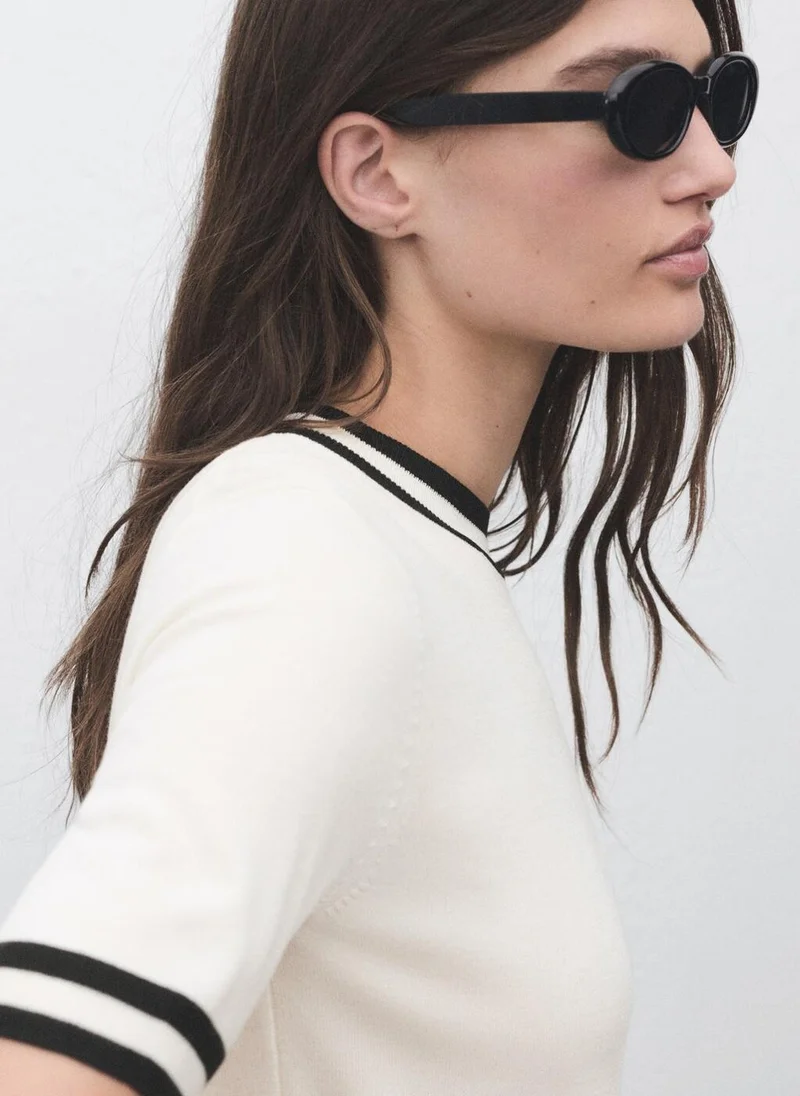 MANGO Short-sleeved sweater with contrasting stripes
