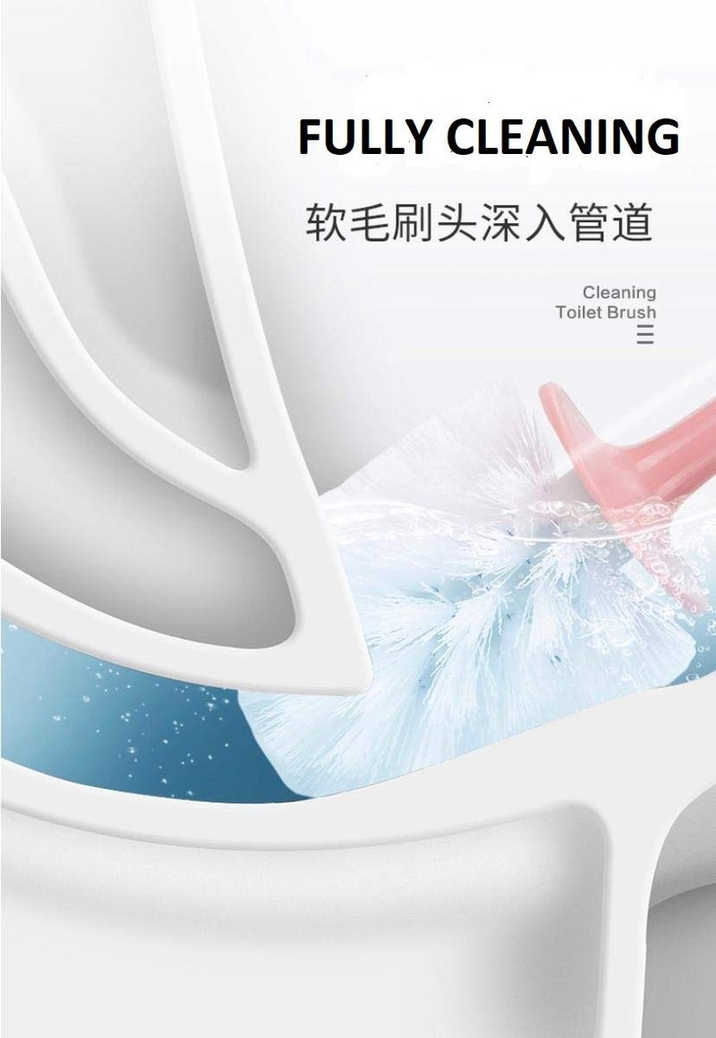 Home-Cloud Silicone Toilet Brush | Wall Mounted Toilet Cleaning Brushes |Brushes For Bathroom Cleaning Japanese Modern With Soft Bristle Can Also Be Wall Hanged.With Holder (Pink) - Image 2
