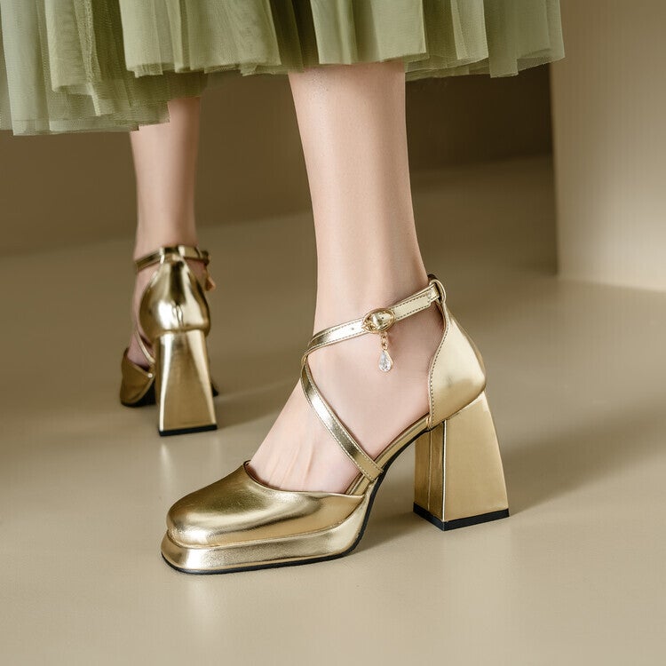2024 Spring And High Heels Versatile French 32-46 Covered Toe Thick Heel Plus Size Women'S Shoes Hollow Sandals For - Image 3