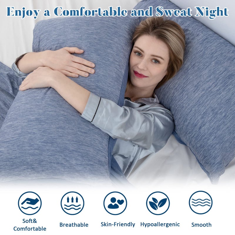 CHOSHOME Cooling Pillow Cases King  Double-Side Design [Cooling & Cotton] Q-Max 0.45 Cooling Pillow Covers for Night Sweats Hot Sleepers  Hidden Zipper  2 Pack (20"" X 36""  Blue) - Image 4