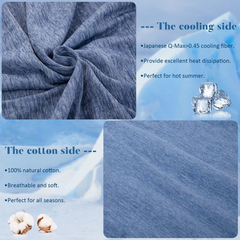 CHOSHOME Cooling Pillow Cases King  Double-Side Design [Cooling & Cotton] Q-Max 0.45 Cooling Pillow Covers for Night Sweats Hot Sleepers  Hidden Zipper  2 Pack (20"" X 36""  Blue) - Image 3