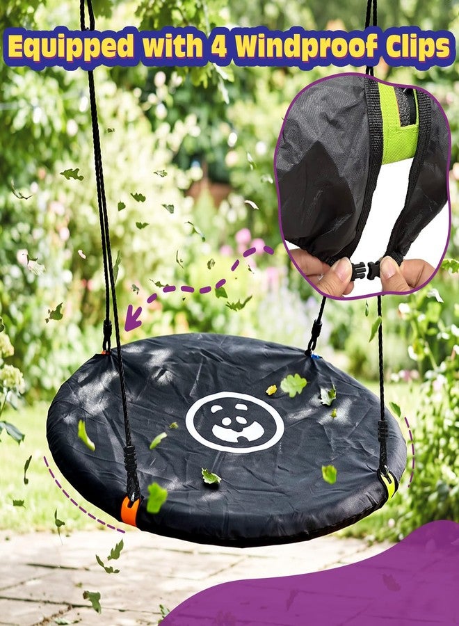 غطاء حماية مقعد أرجوحة HeyZoo Saucer Tree، مقاس 40 بوصة، غطاء أرجوحة دائرية خارجية، أسود - Image 3