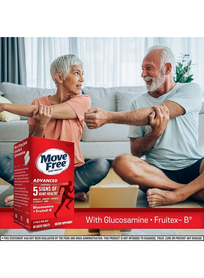 Move Free Advanced Glucosamine Chondroitin + Calcium Fructoborate Joint Support Supplement, Supports Mobility Comfort Strength Flexibility & Bone - 80 Tablets (40 servings)* - Image 2