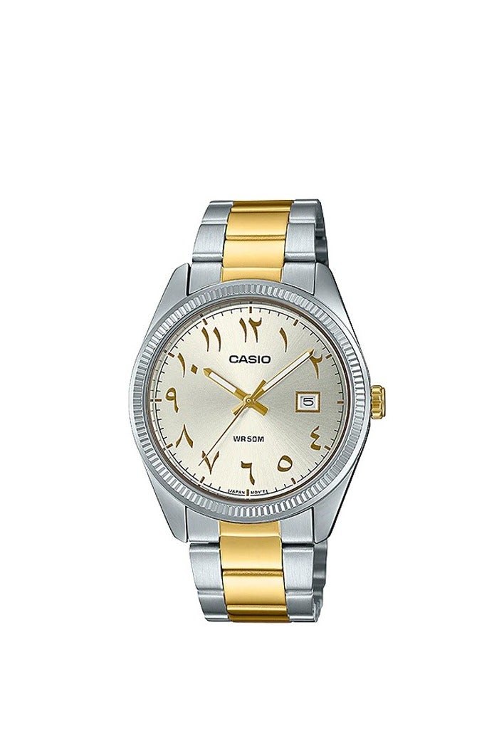 CASIO MTP-1302SG-7B3 Rare Arabic Dial — Stainless Silver & Gold, Date, 50m WR Men's Watch - Image 2