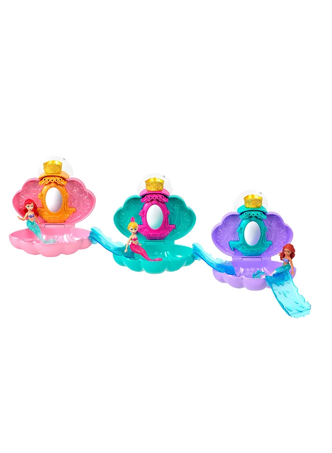 Disney Princess Mermaid Bath Surprise Small Dolls & Accessories In Shell Playsets With Slides, Inspired By Disney Movies