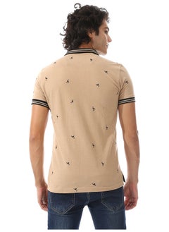 Andora Pique Short Sleeves Polo Shirt _ Beige & Black  - Image 5