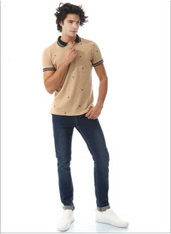 Andora Pique Short Sleeves Polo Shirt _ Beige & Black  - Image 1