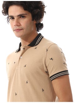 Andora Pique Short Sleeves Polo Shirt _ Beige & Black  - Image 3