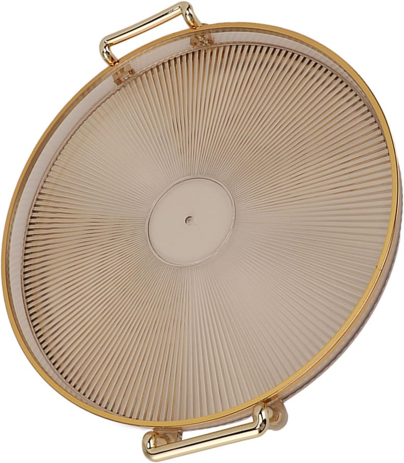 Round Tray, Gold Border and Handles, Gold Tray, Decorative Serving with Easy to Surface for Storage, Display, Parties, Guests, Occasions, and Special Events (Succinite) - Image 2