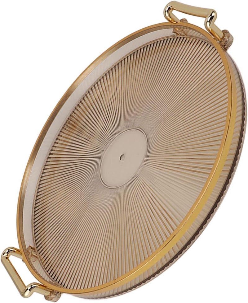 Round Tray, Gold Border and Handles, Gold Tray, Decorative Serving with Easy to Surface for Storage, Display, Parties, Guests, Occasions, and Special Events (Succinite) - Image 5