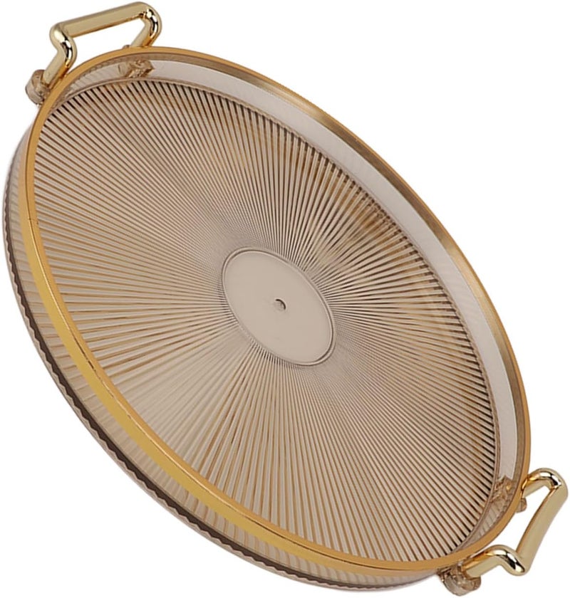 Round Tray, Gold Border and Handles, Gold Tray, Decorative Serving with Easy to Surface for Storage, Display, Parties, Guests, Occasions, and Special Events (Succinite) - Image 3