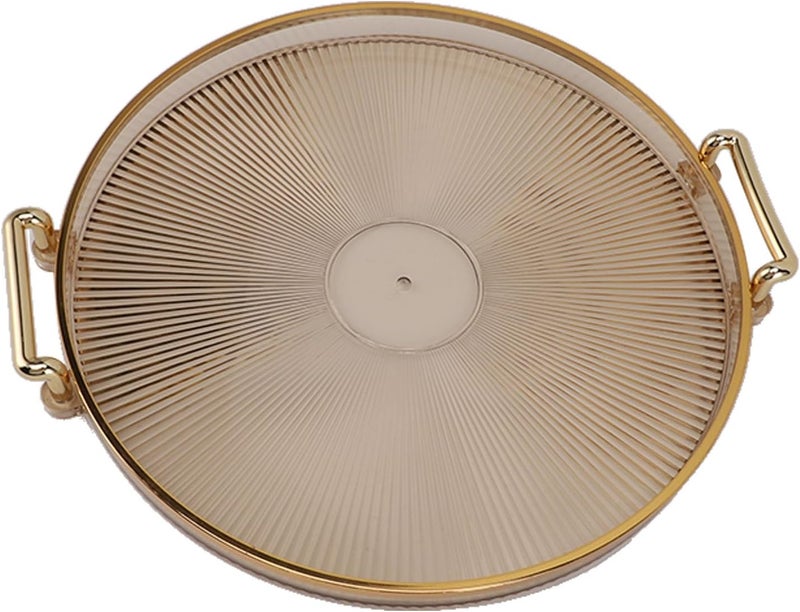 Round Tray, Gold Border and Handles, Gold Tray, Decorative Serving with Easy to Surface for Storage, Display, Parties, Guests, Occasions, and Special Events (Succinite) - Image 4